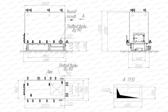 Котел КВм 0.4 с РПК чертеж